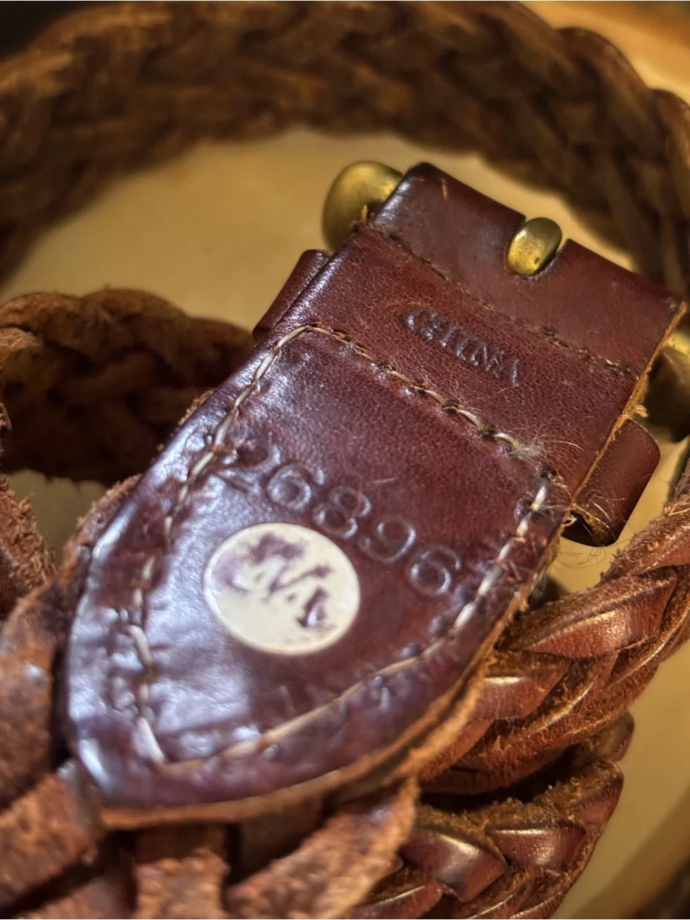 Braided vintage Brown Leather Men’s Belt - Classic Casual Style 44